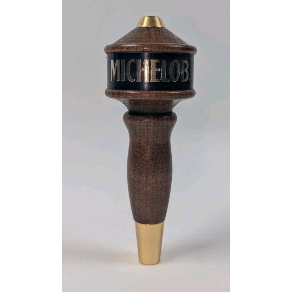 Vintage Michelob Beer 7" Tap Handle Wood Brass Draft Faucet Knob Breweriana Bar